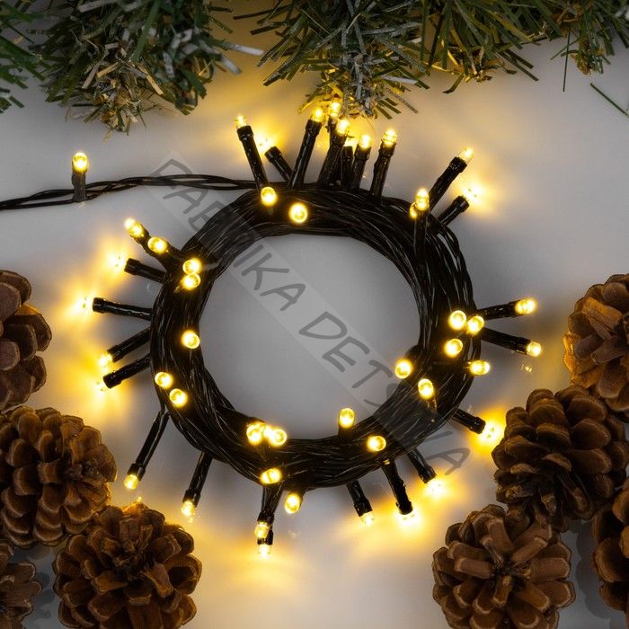 Гирлянда «Нить» 5 м, IP20, тёмная нить, 50 LED, 8 режимов, 220 В, свечение тёплое белое