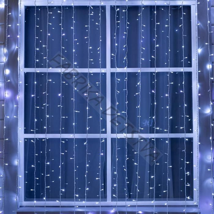 Гирлянда «Занавес» 2 x 9 м, IP44, УМС, белая нить, 1800 LED, свечение белое, мерцание, 220 В