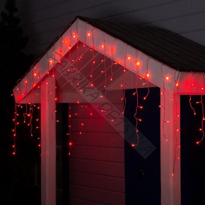 Гирлянда «Бахрома» 4 x 0.6 м, IP44, прозрачная нить, 180 LED, свечение красное, 8 режимов, 220 В