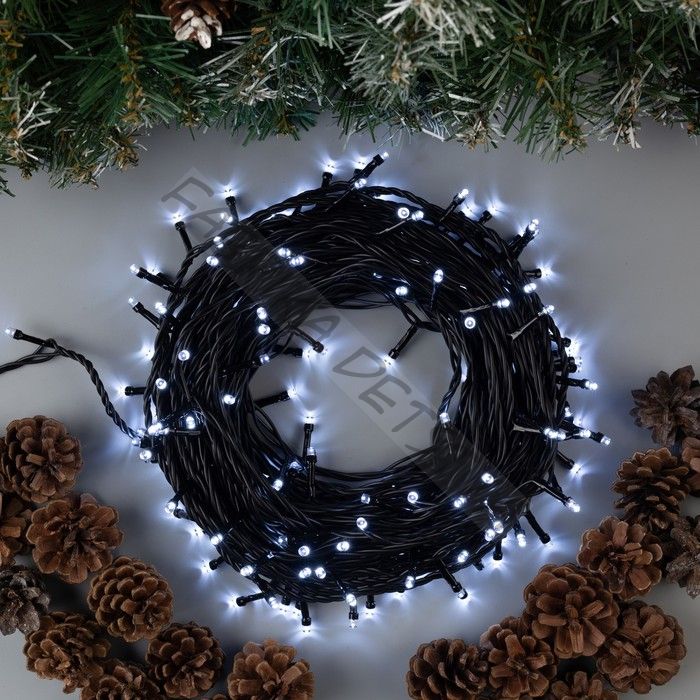 Гирлянда «Нить» 20 м, IP44, тёмная нить, 200 LED, свечение белое, 8 режимов, 220 В