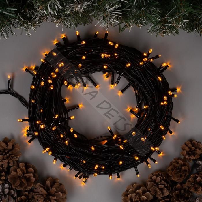Гирлянда «Нить» 20 м, IP44, тёмная нить, 200 LED, свечение жёлтое, 8 режимов, 220 В