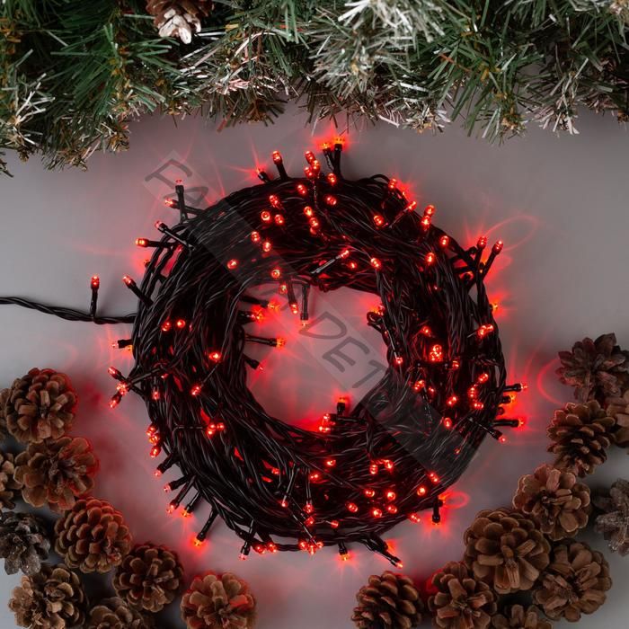 Гирлянда «Нить» 20 м, IP44, тёмная нить, 200 LED, свечение красное, 8 режимов, 220 В