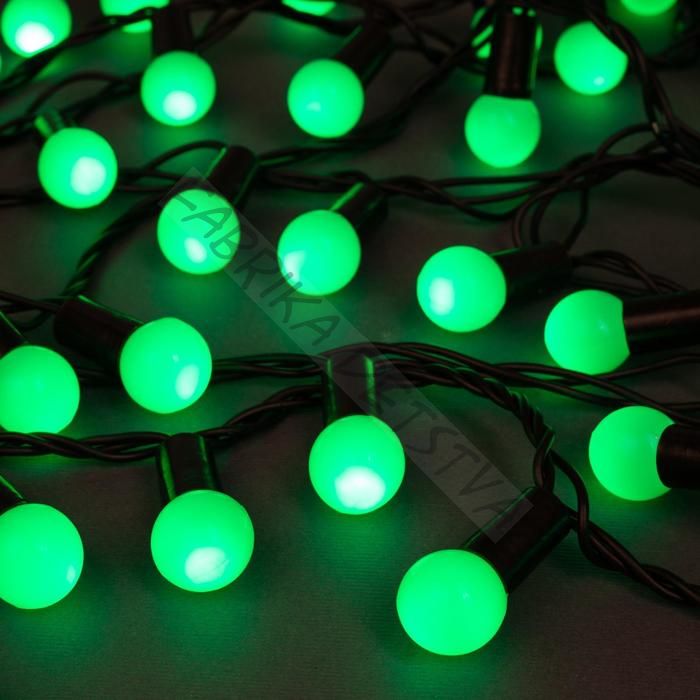 Гирлянда «Нить» 20 м с насадками «Шарики 1.5 см», IP44, тёмная нить, 200 LED, свечение зелёное, 8 режимов, 220 В