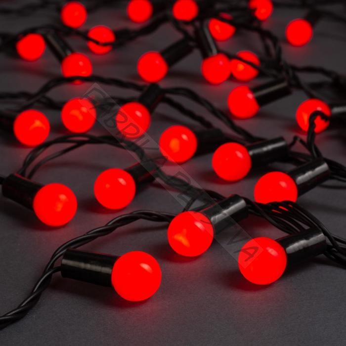 Гирлянда «Нить» 20 м с насадками «Шарики 1.5 см», IP44, тёмная нить, 200 LED, свечение красное, 8 режимов, 220 В