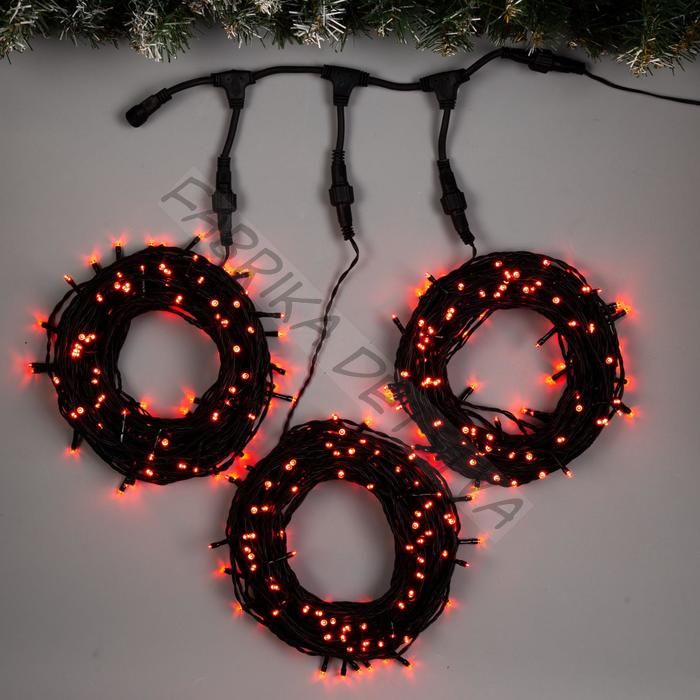 Гирлянда «Клип-лайт» 3 нити по 20 м, IP44, УМС, тёмная нить, 399 LED, свечение красное, 8 режимов, 24 В