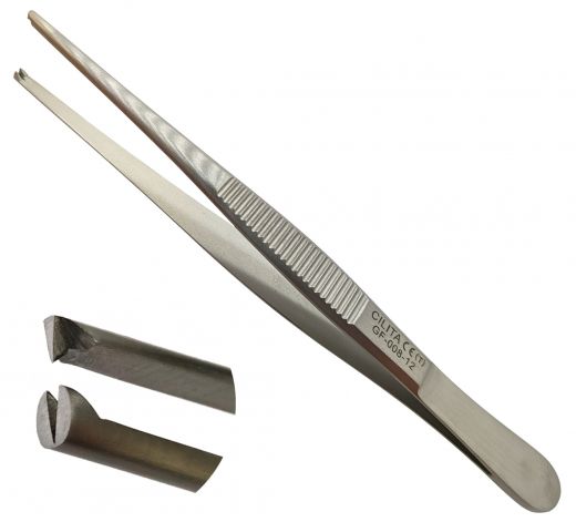 Пинцет хирургический 120 мм GF-008-12 прямой  1x2 зубый