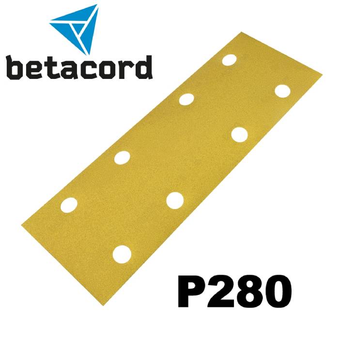 Betacord Абразивная полоска P280 на бумаге 70х198мм. 8 отверстий, в упаковке 100шт.