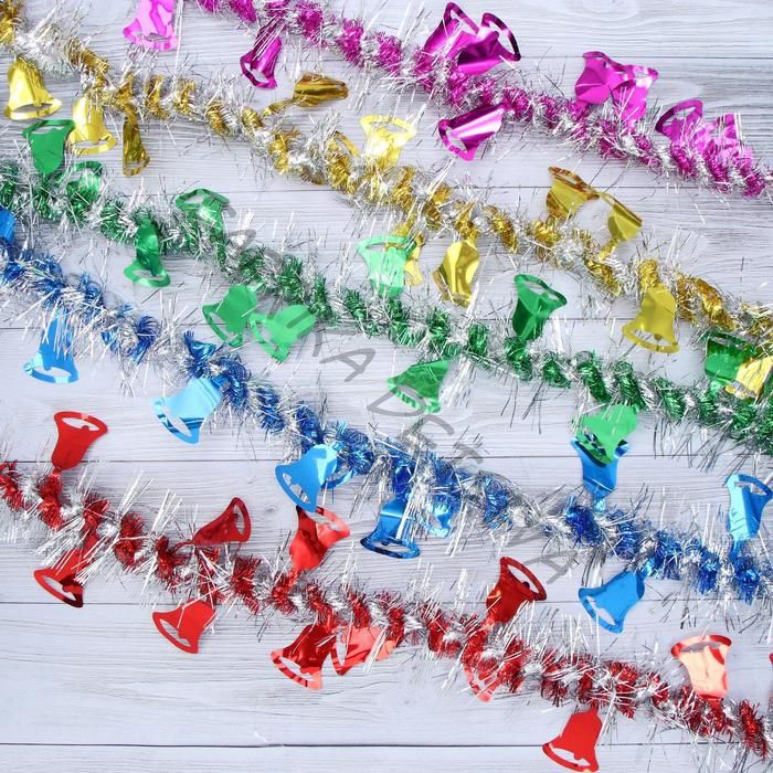 Мишура новогодняя «Зимнее волшебство. Фонарик», колокольчик, d=2 см, 200 см, МИКС (10 штук)