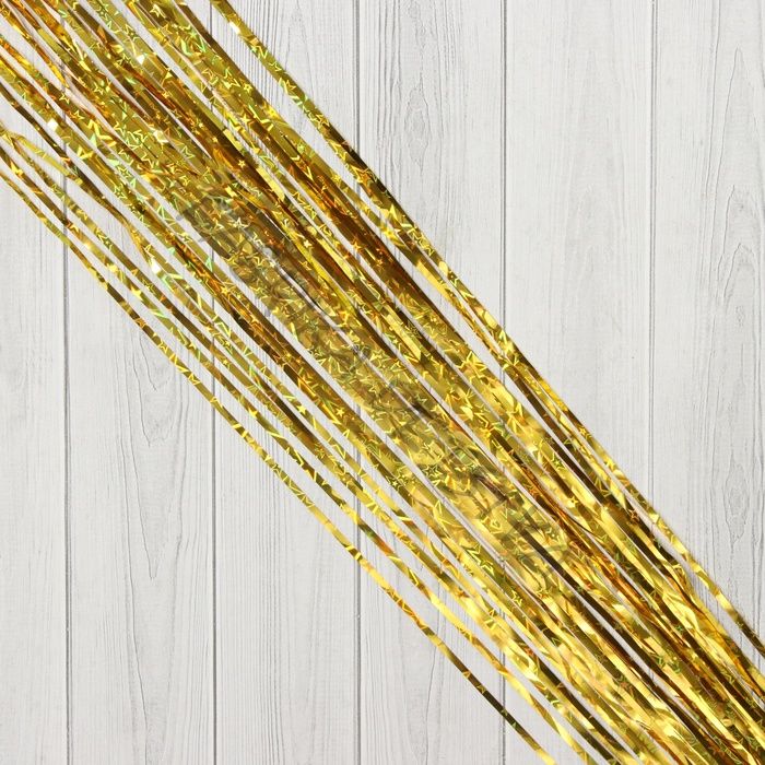 Дождик новогодний «Зимнее волшебство. Мерцание звёзд», b-9 см, L-150 см, золото (10 штук)