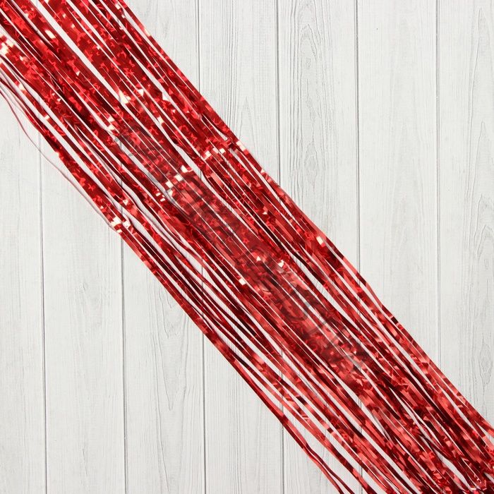 Дождик новогодний «Зимнее волшебство. Мерцание звёзд», b - 9 см, L - 150 см, красный (10 штук)