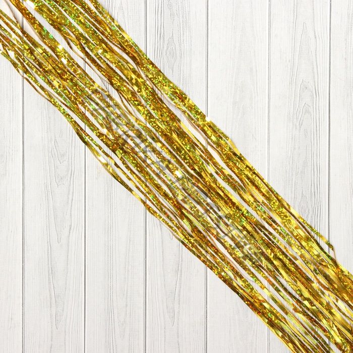 Дождик новогодний «Зимнее волшебство. Мерцание ночи», ширина 9 см, длина 150 см, золото (10 штук)