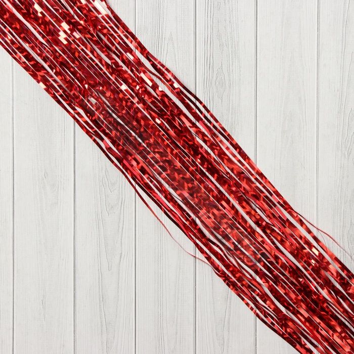 Дождик новогодний «Зимнее волшебство. Мерцание полос», b - 9 см, L - 150 см, красный (10 штук)