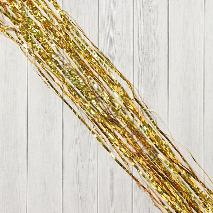 Дождик новогодний «Зимнее волшебство. Мерцание полос», b-9 см, L-150 см, жёлтый (10 штук)