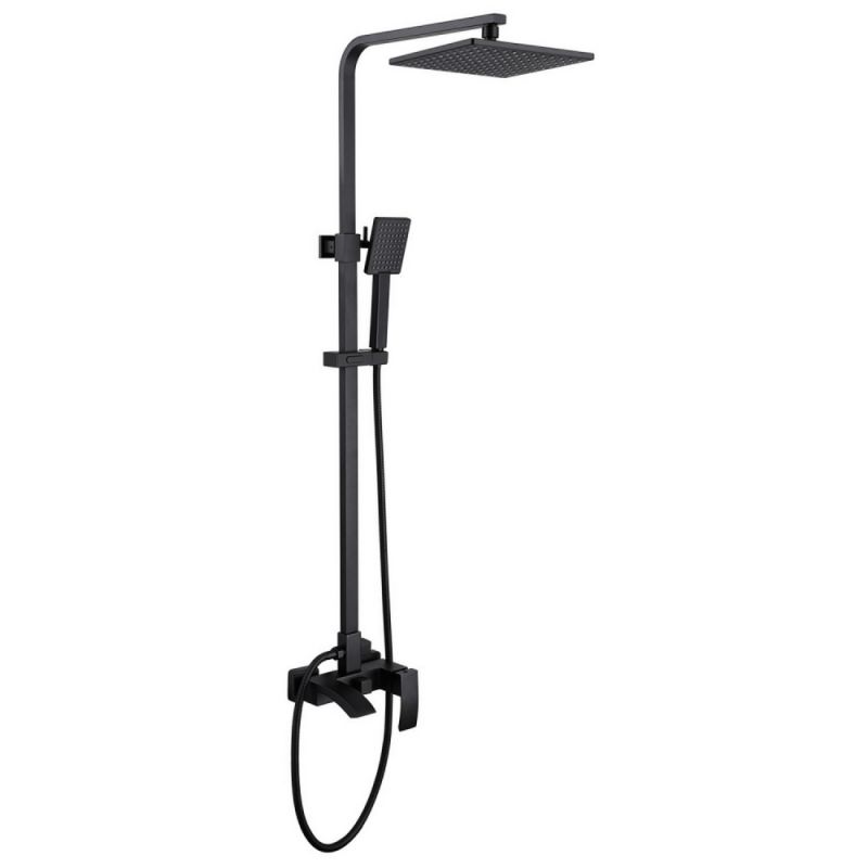 Душевая стойка ABBER Wasserfall AF8616BL с изливом, черный матовый