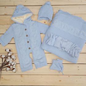 Комплект на выписку 5 предметов  Х/Б подклад, голубой