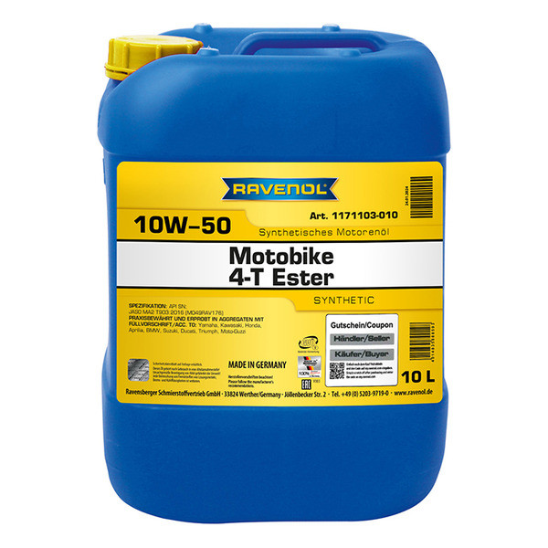 Ravenol Motobike 4-T Ester 10W-50, 10л