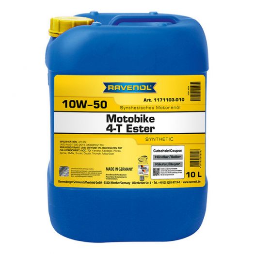 Ravenol Motobike 4-T Ester 10W-50, 10л
