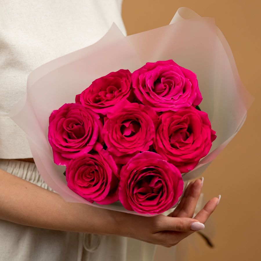 Розовые розы от 7 шт (Эквадор 60см)