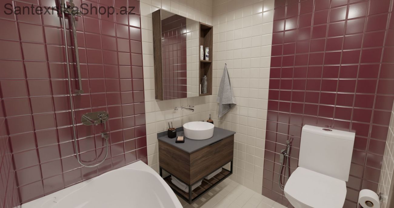 Kiçik Hamam Dizaynı - 1,95 x 1,7 (m)