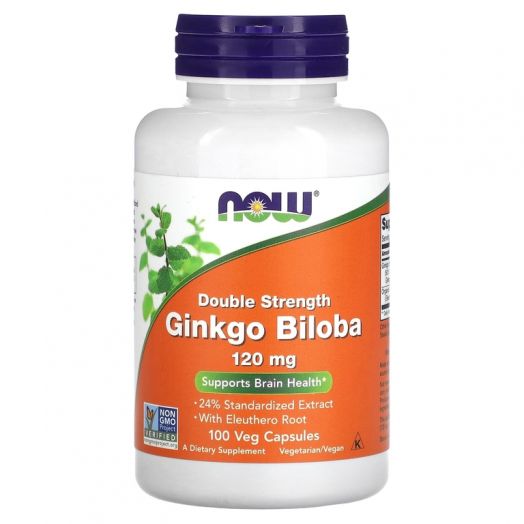 NOW Ginkgo Biloba, Гинкго Билоба 120мг 100 растительных капсул