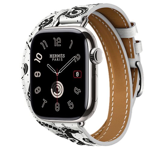 Apple Watch Series 11 Hermes 42 mm Attelage Double Tour Animaux Bandana Blanc