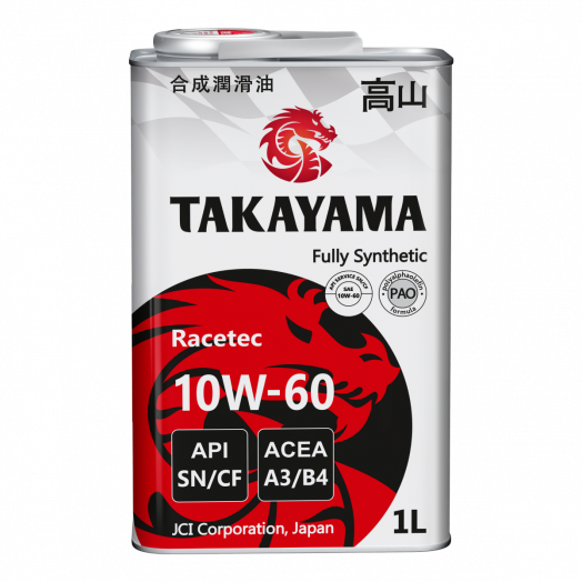 Takayama Racetec 10W-60 API SN/CF ACEA A3/B4, 1л