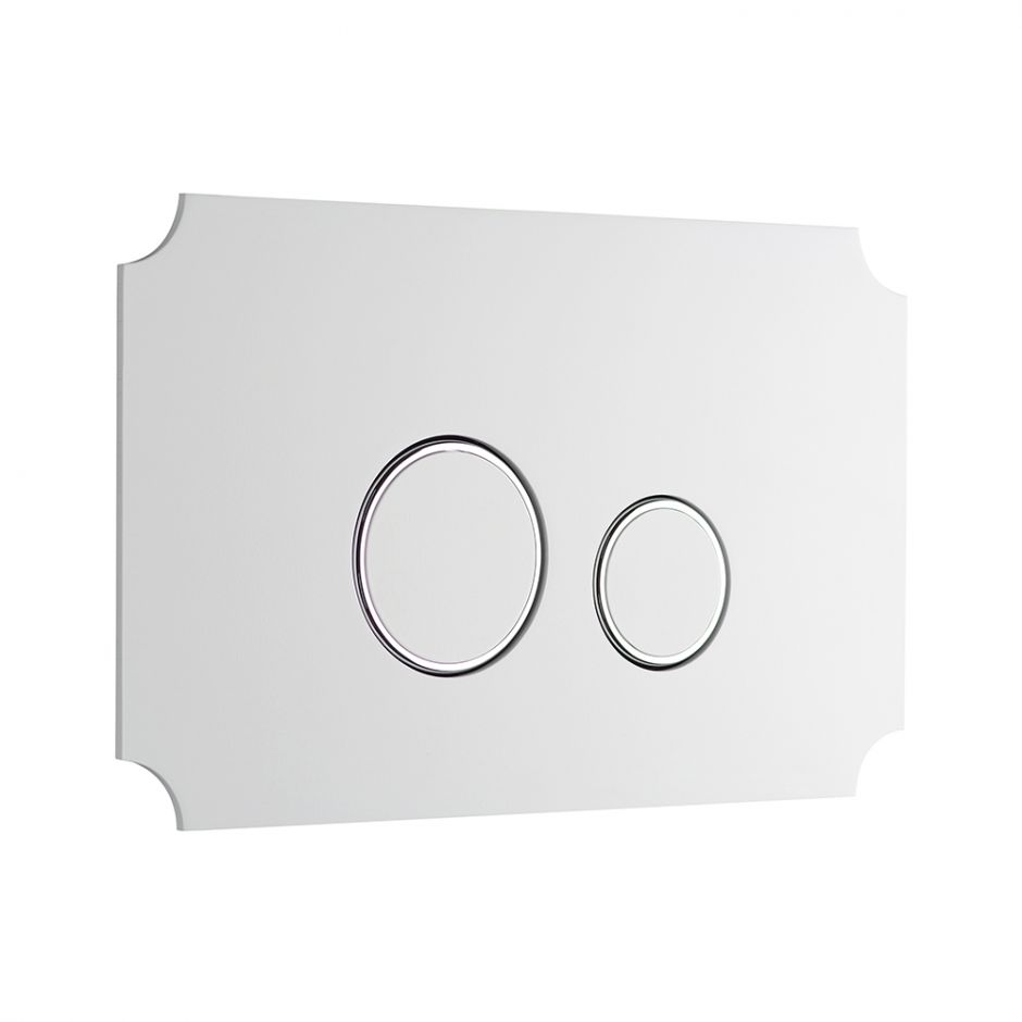 Изображение Белая кнопка для инсталляции унитаза KKPOL Aquafiori Vintage 350/AFV/077-10-00 с хромированными вставками