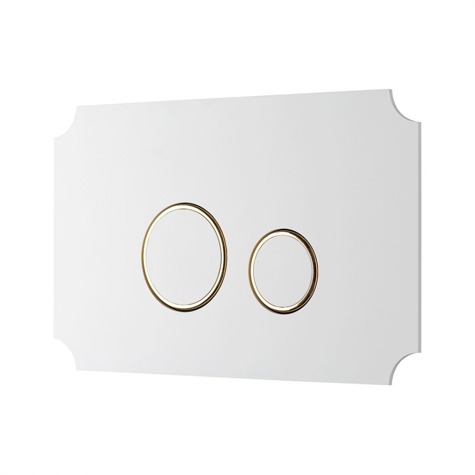 Белая кнопка для инсталляции унитаза KKPOL Aquafiori Vintage 350/AFV/077-30-00 с золотыми элементами ФОТО