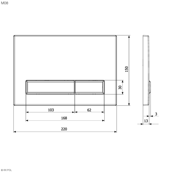 Смывная клавиша KKPOL M08 350/PPL/023-00-00 медь брашированная ФОТО