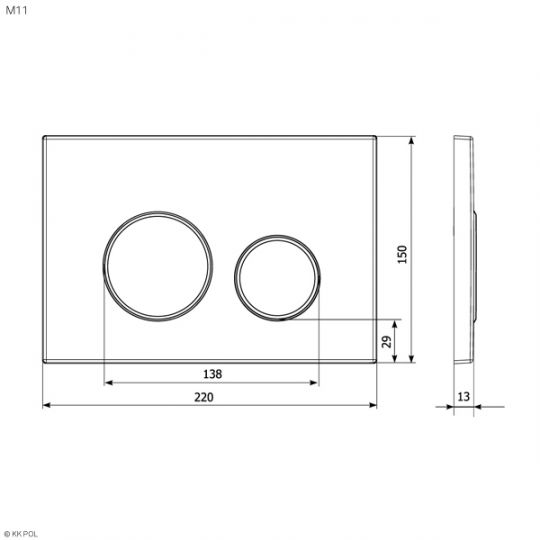 Клавиша для смыва KKPOL M11 350/PPL/024-00-00 медь схема 2