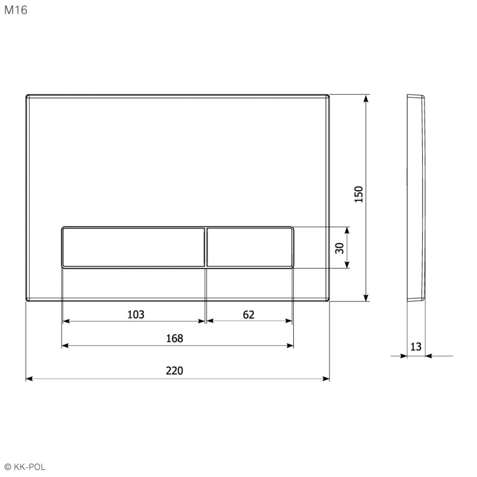 Клавиша для инсталляции KKPOL M16 350/PPL/025-00-00 цвет медь брашированная ФОТО