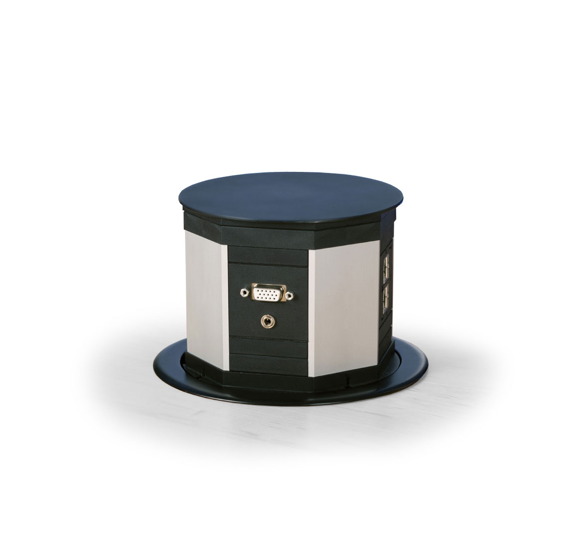 Встраиваемый Розеточный модуль 2+2cat5e+V LIFT СЕРО-ЧЕРНЫЙ