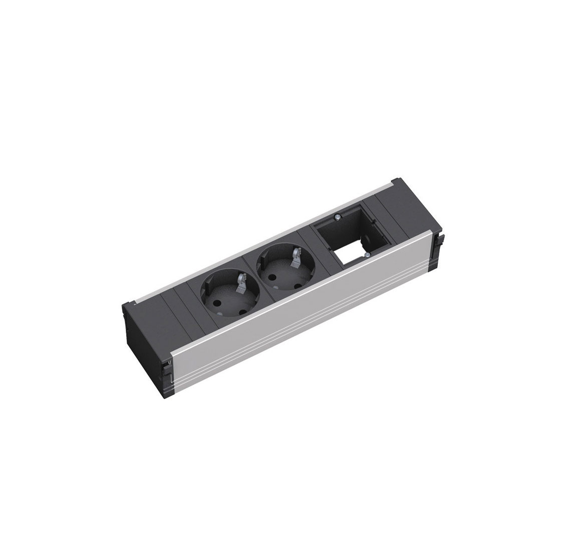 Розеточный блок POWER FRAME 2schuko+1 custom АЛЮМИНИЙ