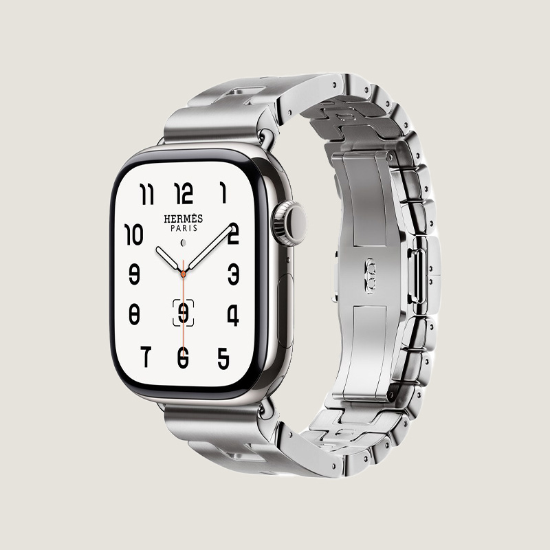 Часы Apple Watch Hermès Series 11 GPS + Cellular 42mm Silver Titanium Case with Stainless Steel Satiné Grand H (Размер S)