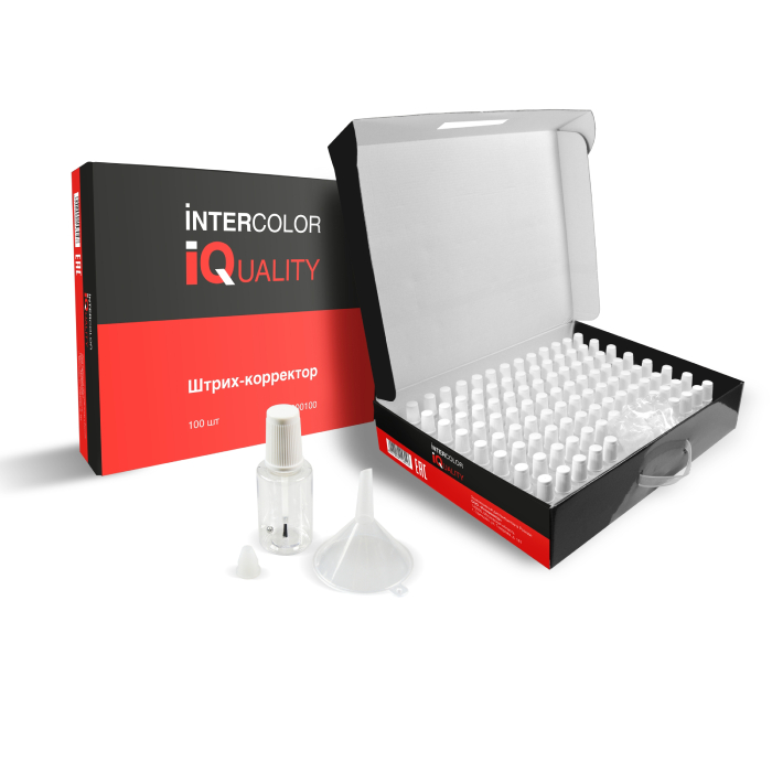 IQ Штрих-корректор 20мл. для красок и лаков упаковка 100 пустых флаконов с кисточкой