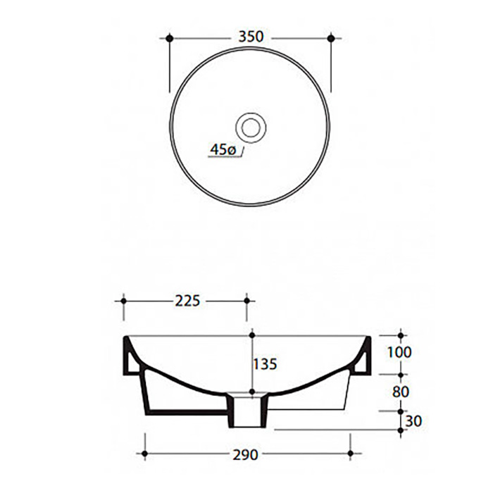 Накладная раковина Kerasan Ciotola 355801, круглая 45x45 см ФОТО