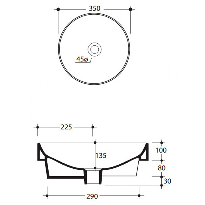 Коричневая накладная раковина Kerasan Cento 355875, круглая 45x45 см ФОТО