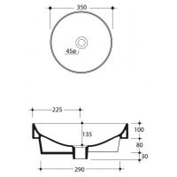 Коричневая накладная раковина Kerasan Cento 355875, круглая 45x45 см схема 2
