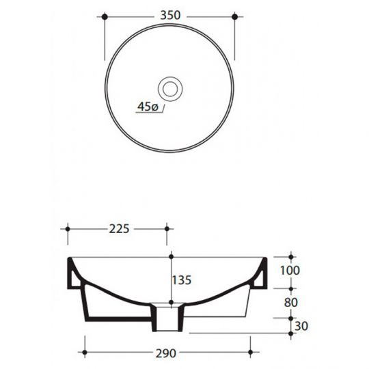Коричневая накладная раковина Kerasan Cento 355875, круглая 45x45 см схема 2