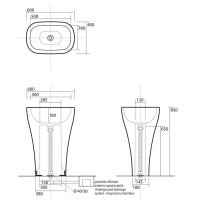 Напольный раковина Kerasan Aquatech 374201, закругленная 60x40 см схема 2