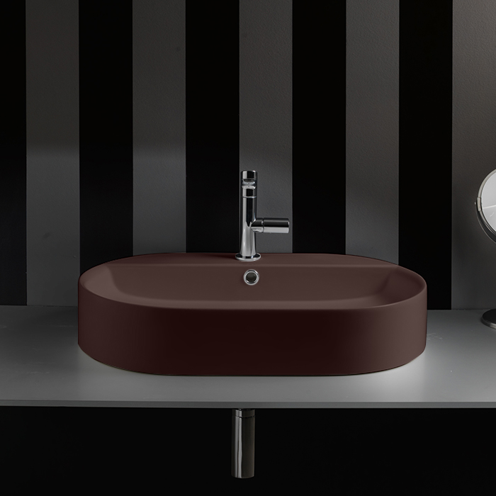 Изображение Накладная раковина Kerasan Ciotola 028575 Borgogna matt *1, закругленная 65x40 см, коричневый цвет