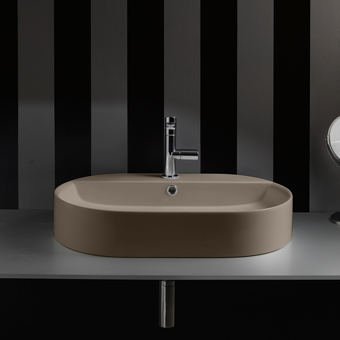 Изображение Раковина накладная бежевая Kerasan Ciotola 028581 Nocciola *1, закругленная 65x40 см