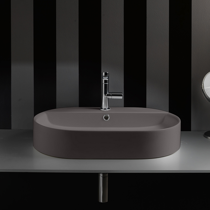 Изображение Раковина Kerasan серая Ciotola 028589 Ferro matt *1, закругленная 65x40 см