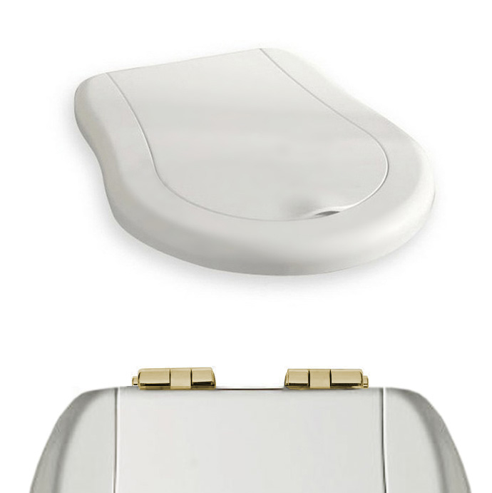 Изображение Сиденье для унитаза Kerasan Retro  108501 bi/oro, цвет белый глянцевый, с микролифтом