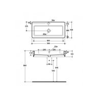 Подвесная раковина Kerasan Ego 325101*1, прямоугольная 90x43 см схема 2
