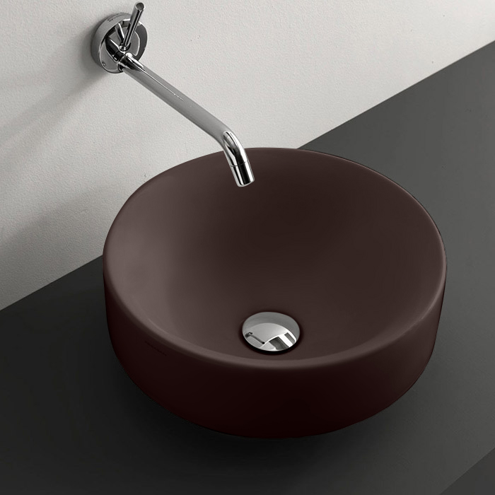 Изображение Раковина накладная Kerasan Cento 355775 Borgogna matt *0, коричневый цвет 45x45 см