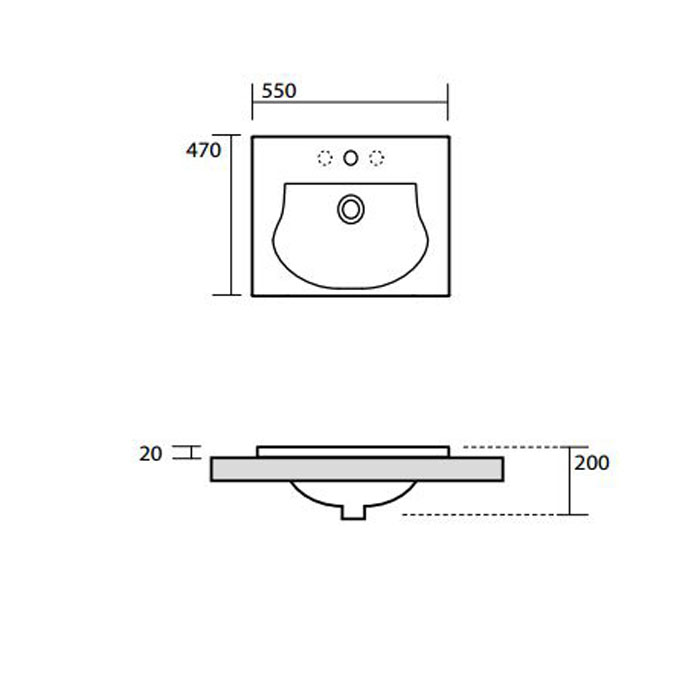 Встраиваемая снизу раковина Kerasan Bentley 394201*1, прямоугольная 55x47 см ФОТО