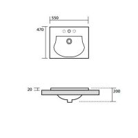 Встраиваемая снизу раковина Kerasan Bentley 394201*1, прямоугольная 55x47 см схема 2