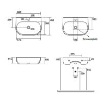 Подвесная раковина Kerasan Nolita 534101*1, закругленная 60x45 см схема 2