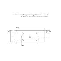 Накладная раковина Kerasan Shape 548031*1, прямоугольная 122x52 см схема 2